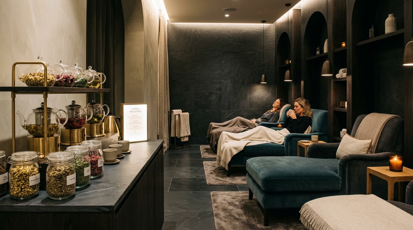 Nicolle Spa London herbal tea relaxation sanctuary lounge
